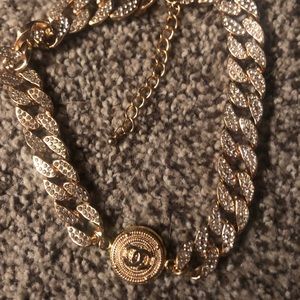 Up cycled, authentic Chanel button choker